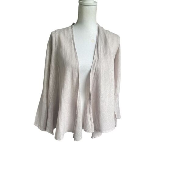 Women’s 100% Linen Open Front Jacket Tan Size S/M Lagenlook - Picture 1 of 12